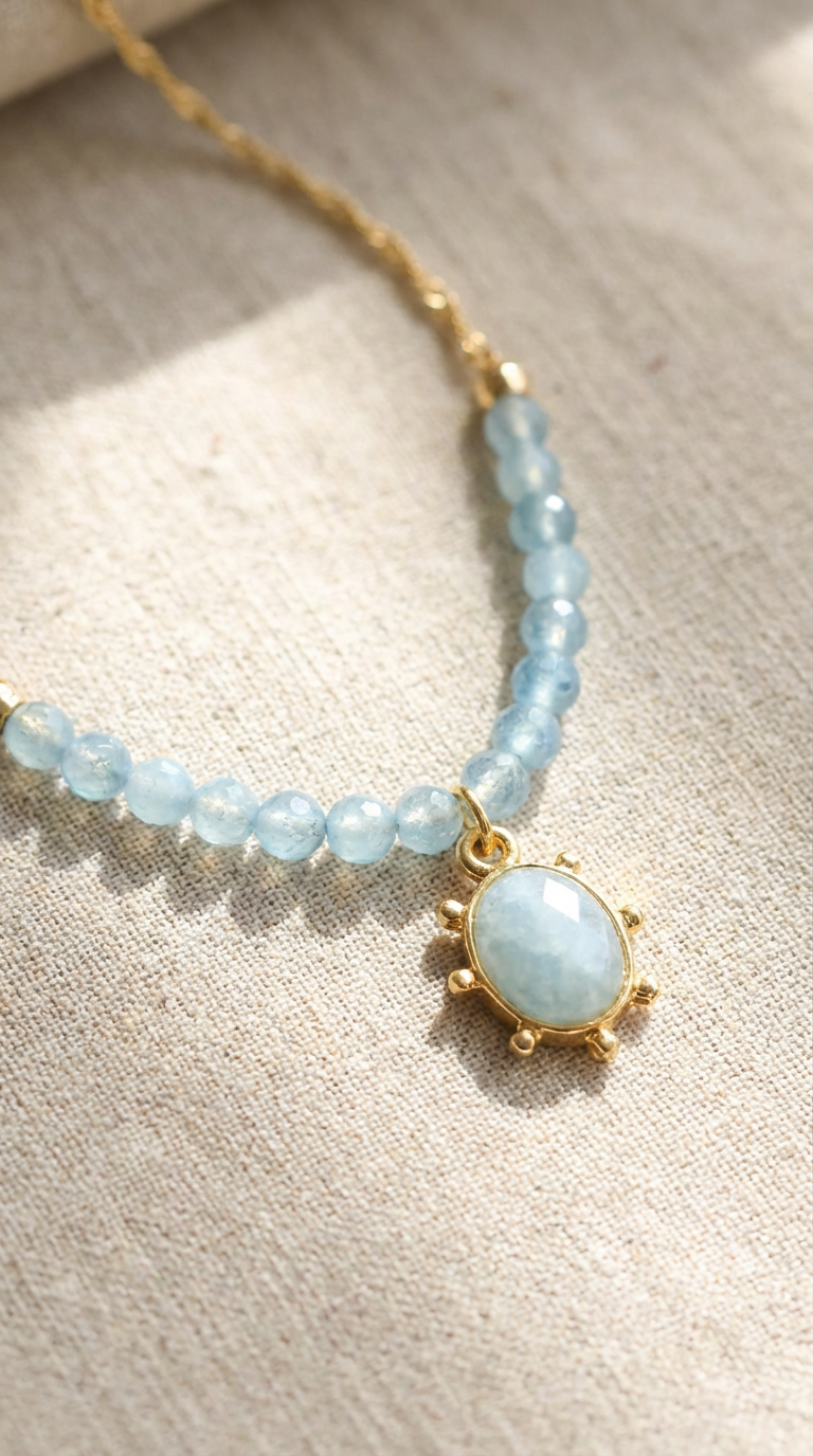 Aquamarine Sun Necklace