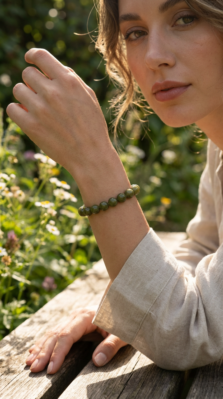 Bold Olive Jade Bracelet