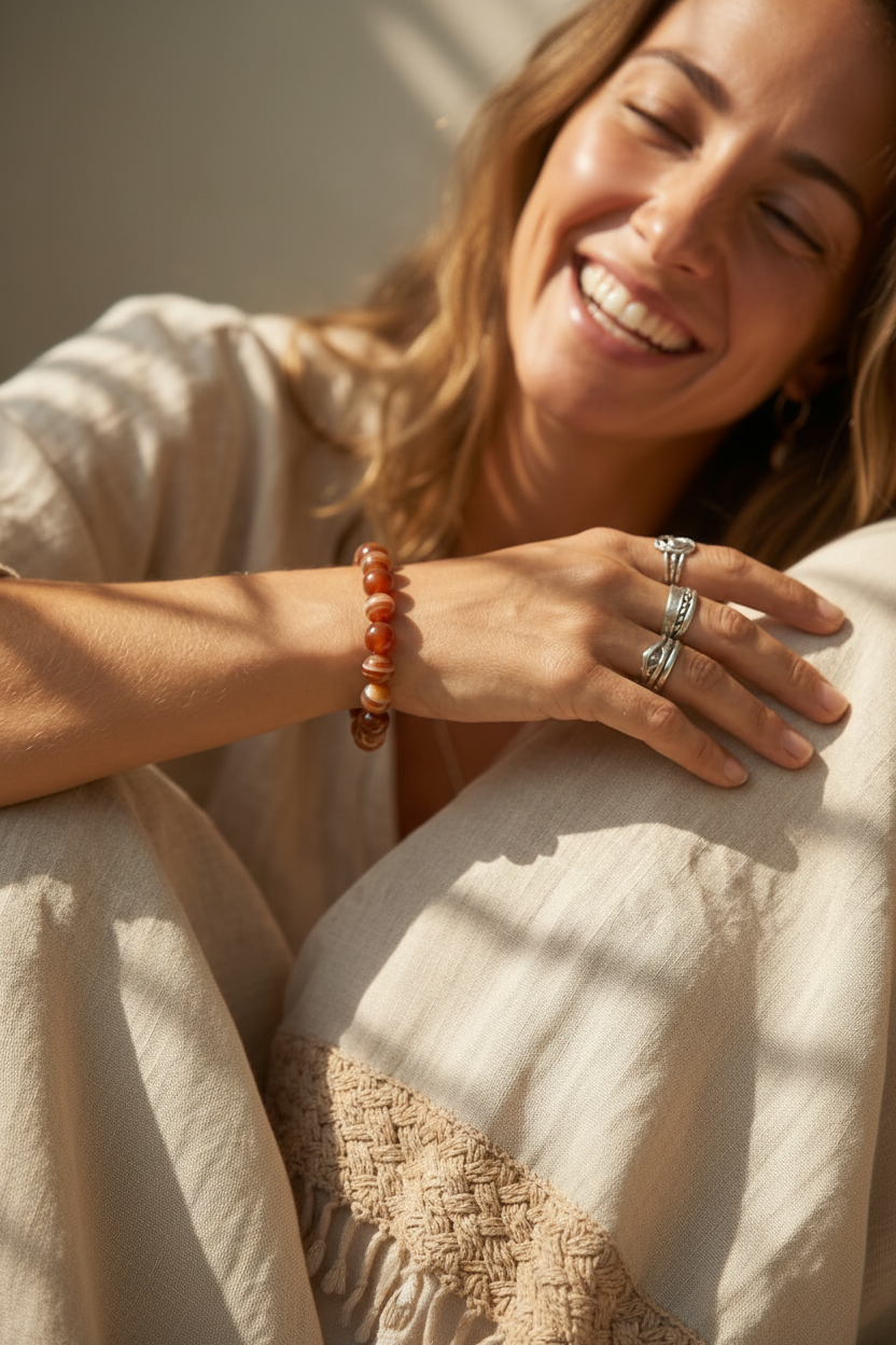 Bold Honey Rhodochrosite Bracelet (Rare)