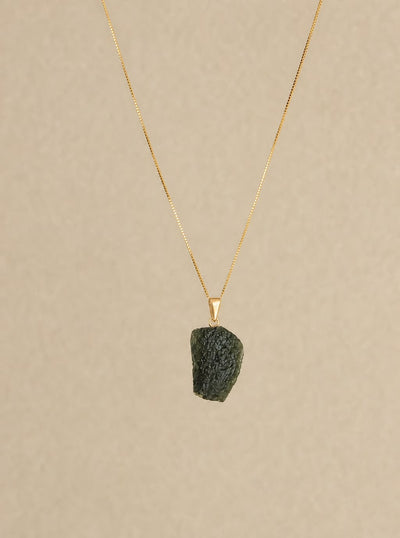 Certified Raw Moldavite Pendant