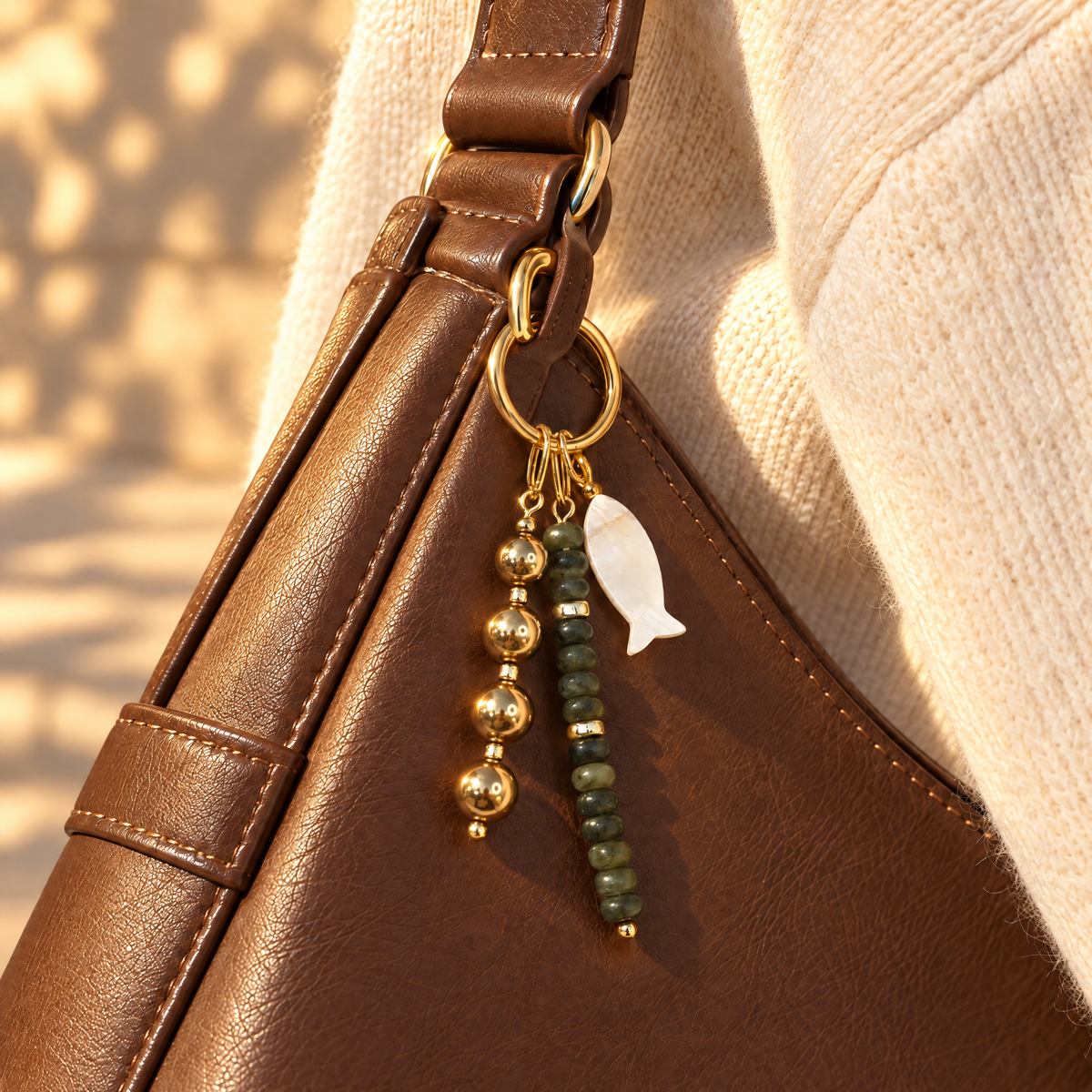 Natural Crystal Mother of Pearl Bag Charm