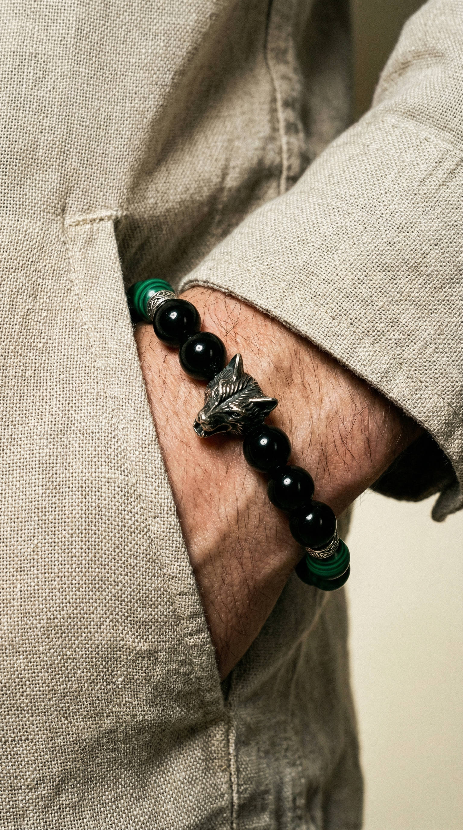 Obsidian Malachite Yang Bracelet - The Transformer