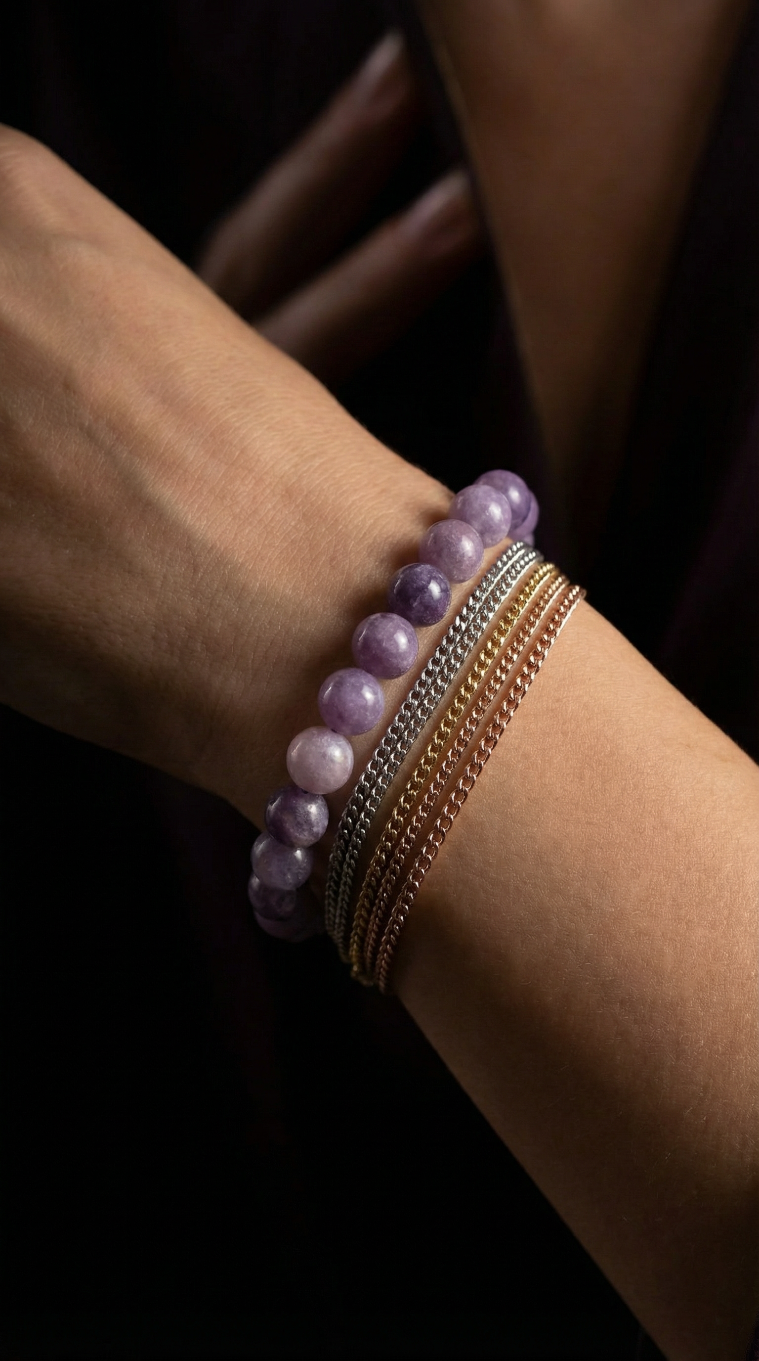 Classic Lepidolite Bracelet Set