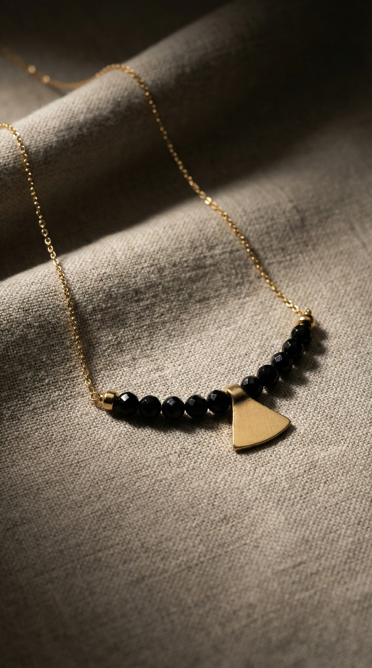 Tribal Brass Obsidian Necklace