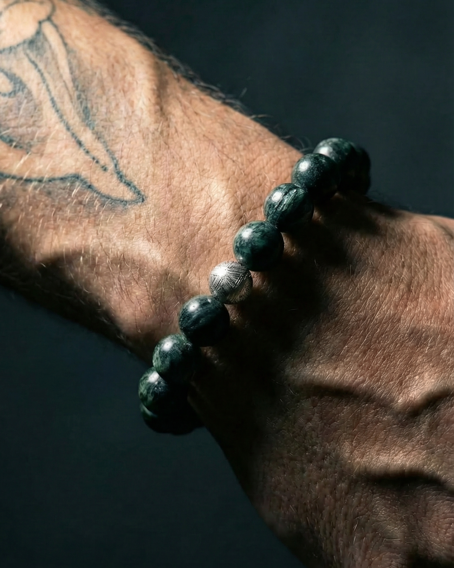 Bold Sephranite Bracelet with Muonionalusta Meteorite (Rare)