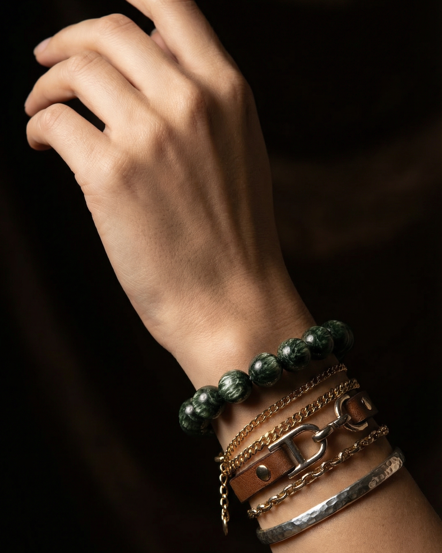 Bold Sephranite Bracelet with Muonionalusta Meteorite (Rare)
