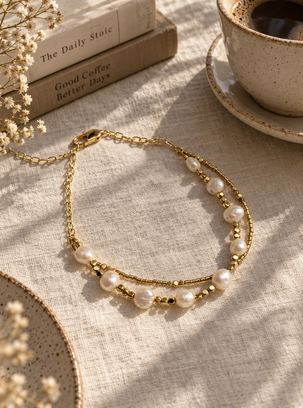 Delicate 14K Gold Filled Pearl Bracelet