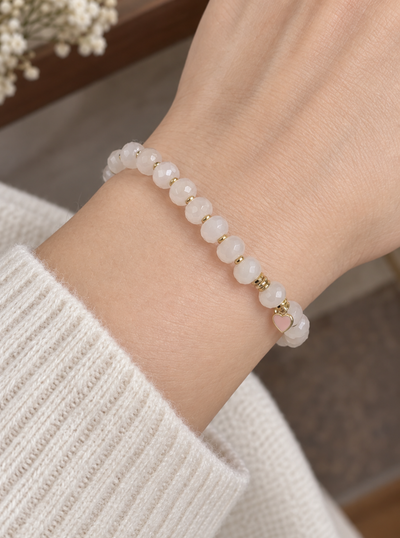 Stretchy Natural Rose Quartz Crystal Bracelet for Love