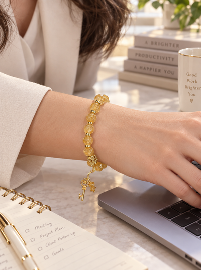 Stretchy Citrine Wealth & Abundance Healing Charm Bracelet