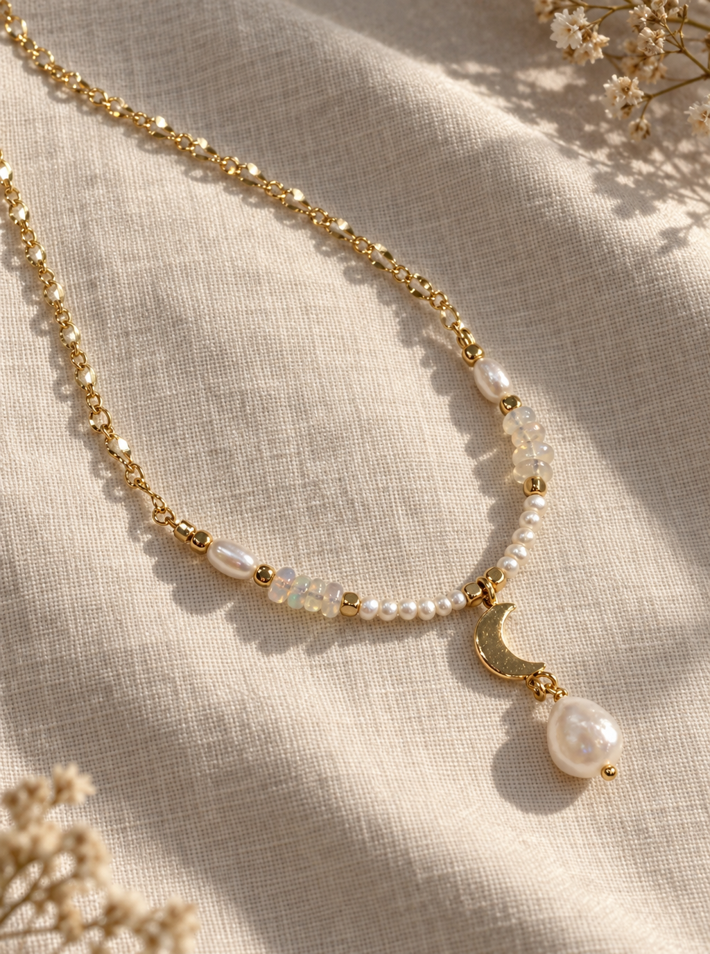 Ethiopian Opal and Pearl Necklace