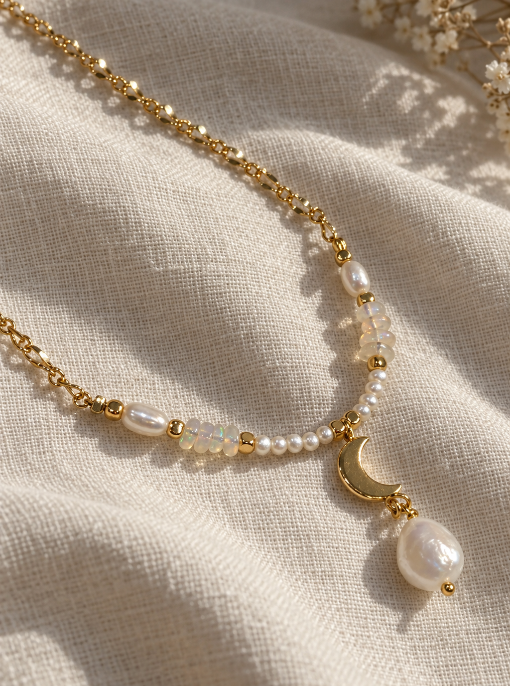 Ethiopian Opal and Pearl Necklace