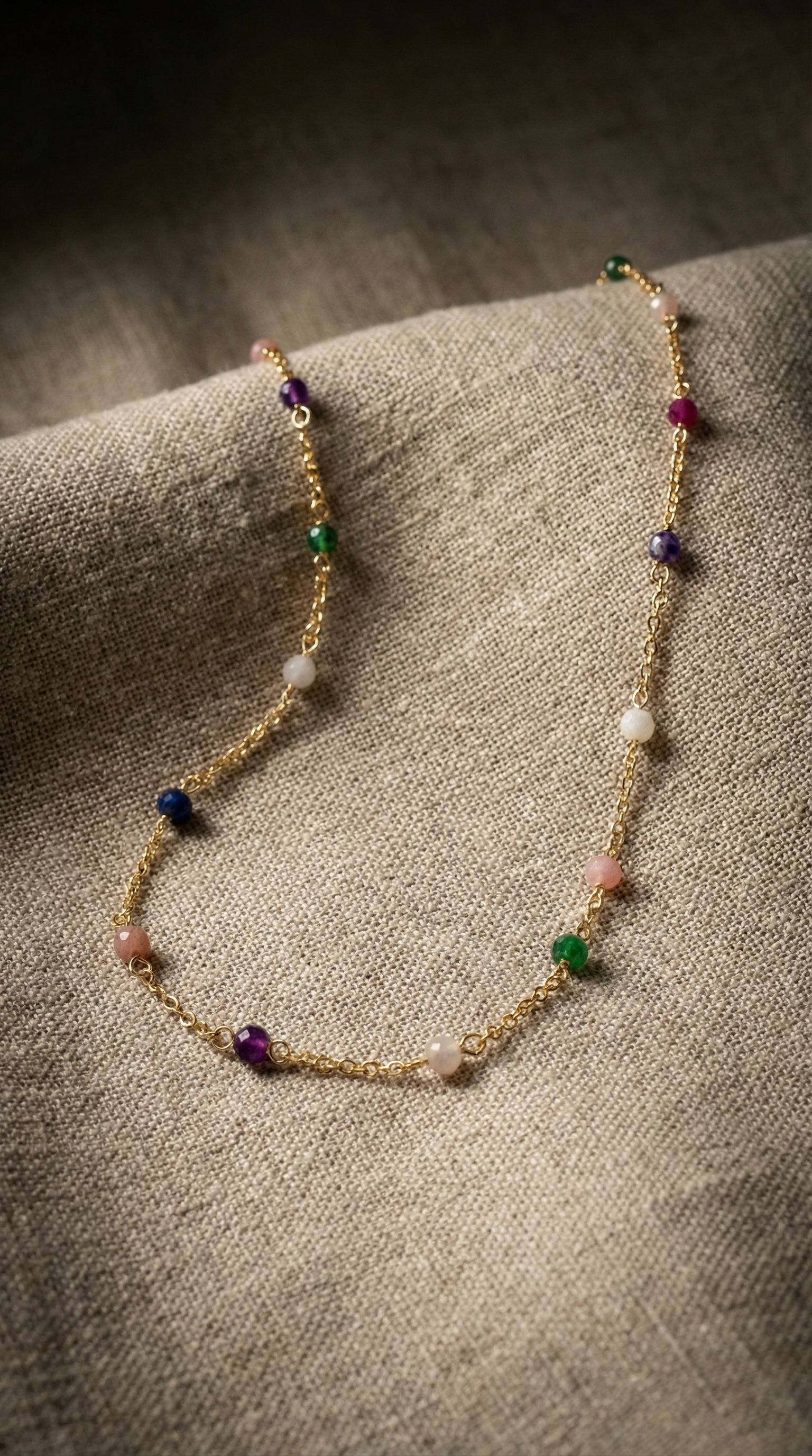 Multi Stone Chain Necklace