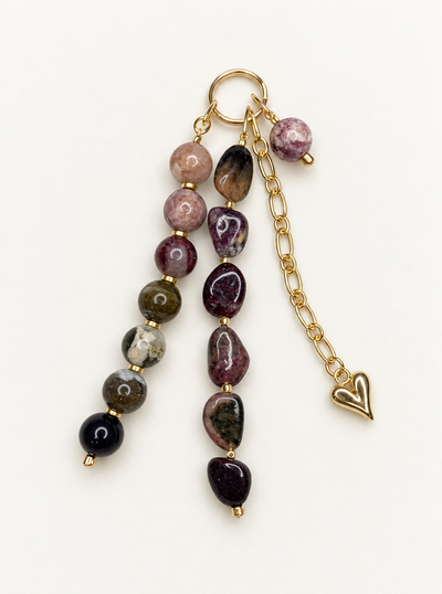 14K Gold Filled Pink Tourmaline Crystal Bag Charm