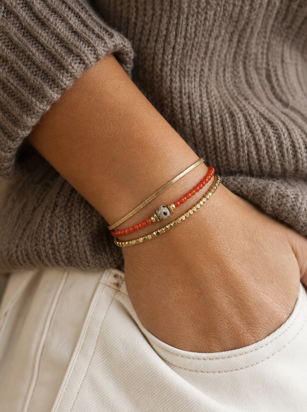 Bring Joy Coral Dalmatian Bracelet