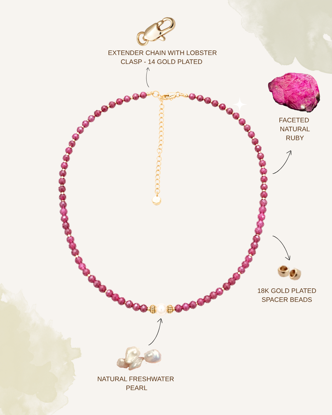 Raw Ruby Birthstone Necklace