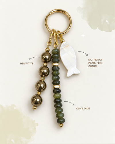 Natural Crystal Mother of Pearl Bag Charm