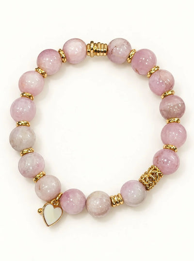 Stretchy Heart Healing Kunzite Bracelet for Love