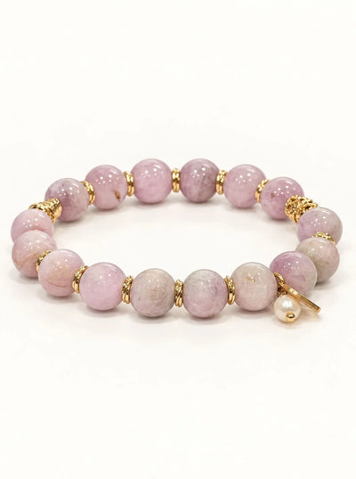 Stretchy Heart Healing Kunzite Bracelet for Love