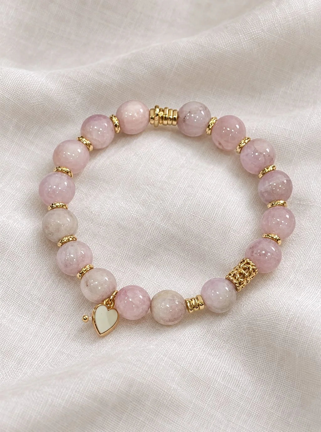 Stretchy Heart Healing Kunzite Bracelet for Love