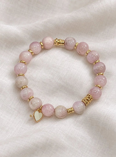 Stretchy Heart Healing Kunzite Bracelet for Love
