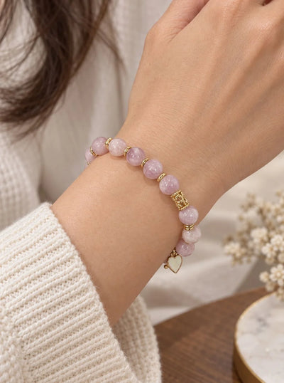 Stretchy Heart Healing Kunzite Bracelet for Love