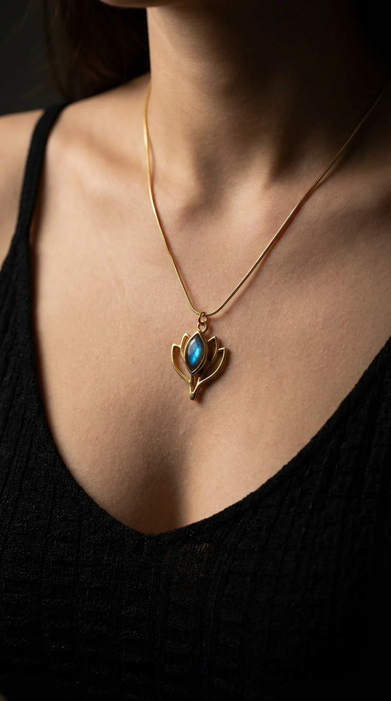 Labrodorite Lotus Necklace