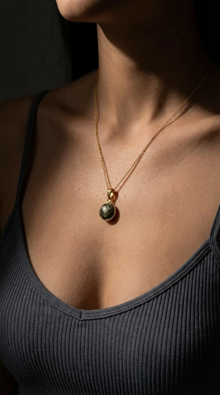 Natural Iron Pyrite Bezel Pendant