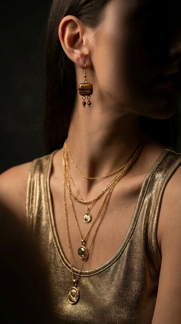 Natural Red Tiger Eye Earrings