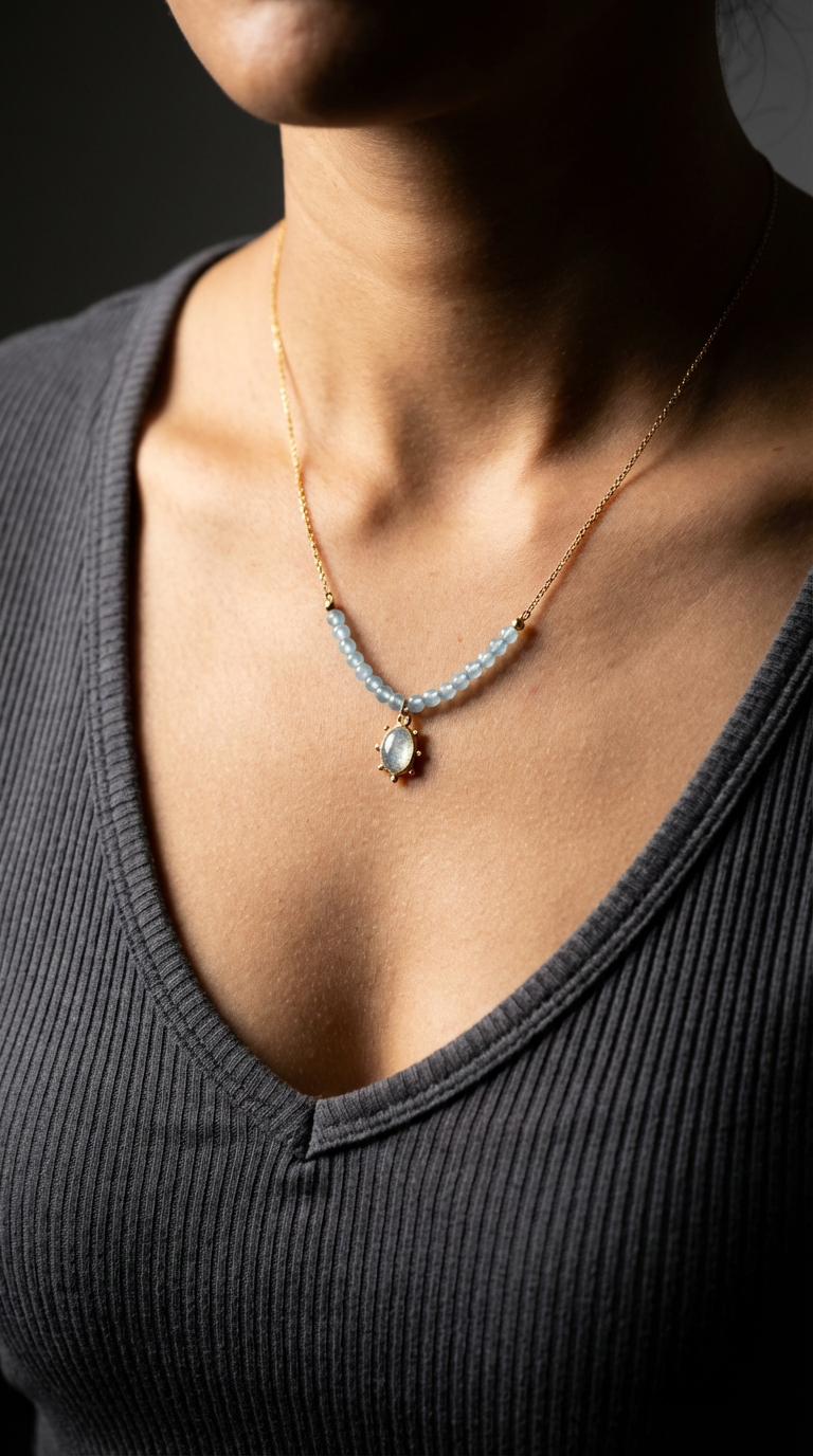 Aquamarine Sun Necklace