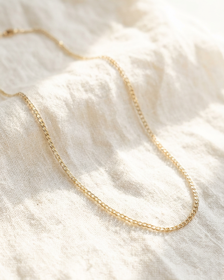 14k Light Gold Flat Chain
