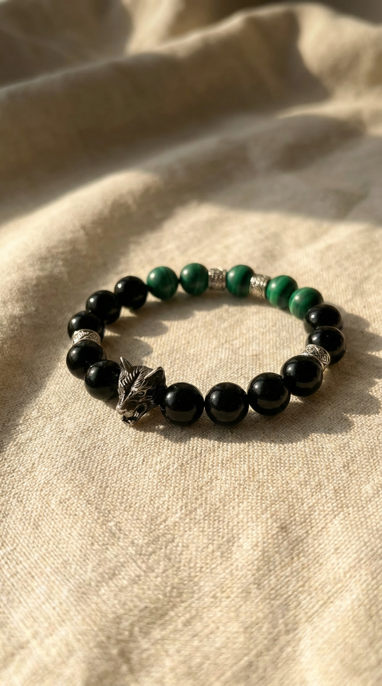 Obsidian Malachite Yang Bracelet - The Transformer