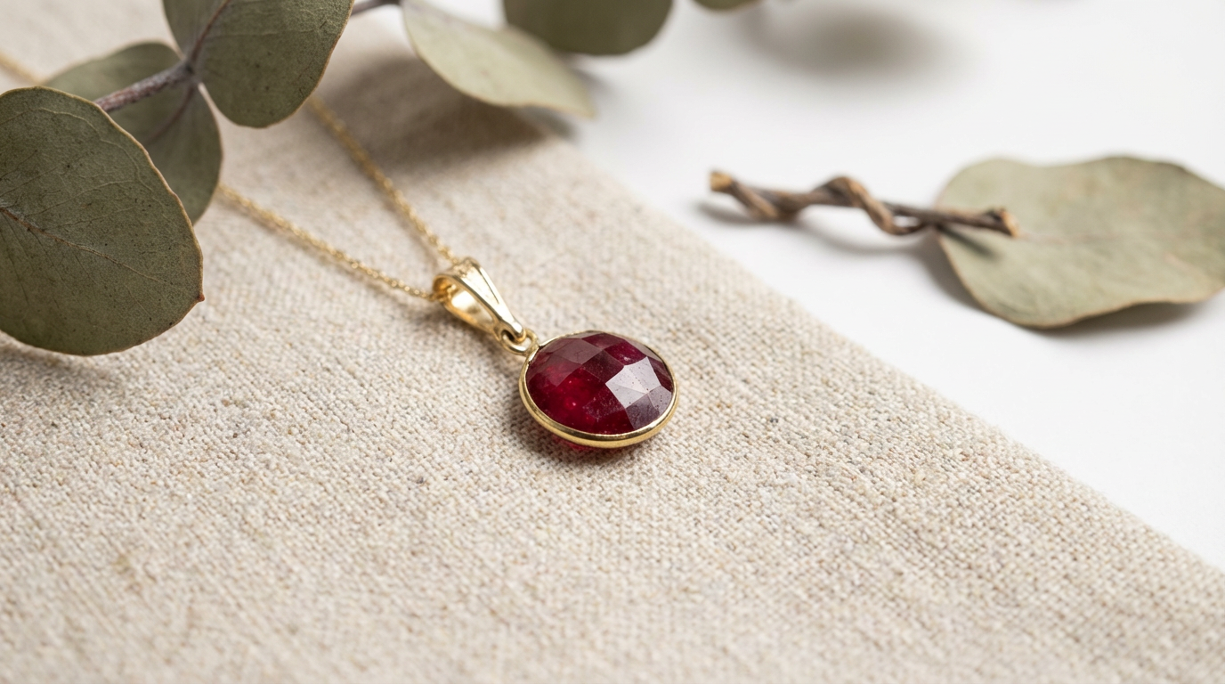 Natural Ruby Bezel Pendant