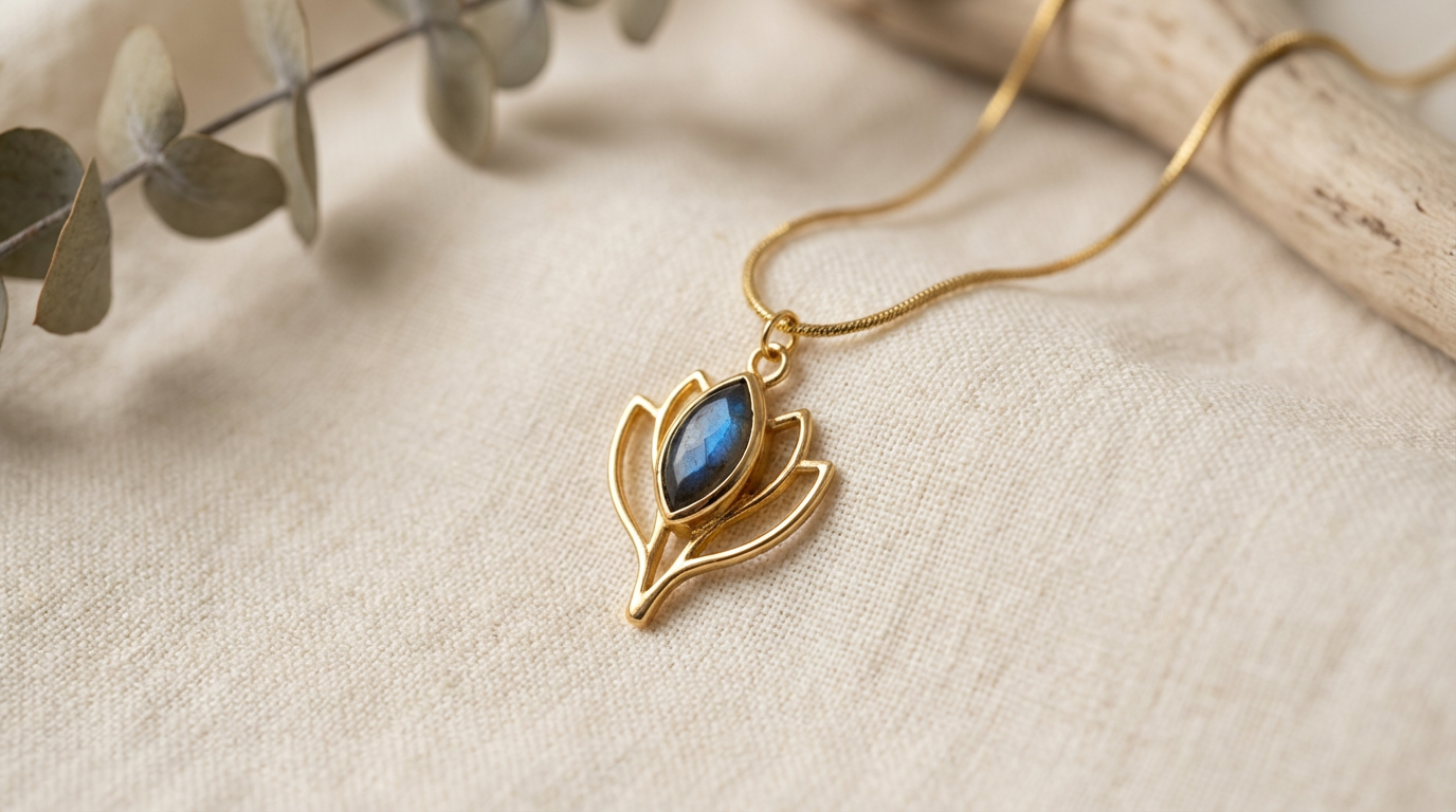 Labrodorite Lotus Necklace