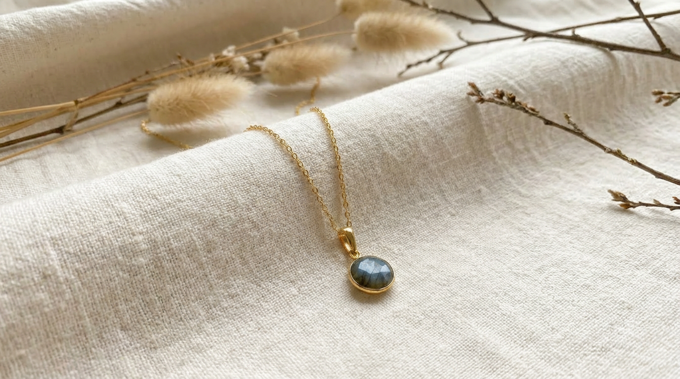 Natural Labradorite Bezel Pendant
