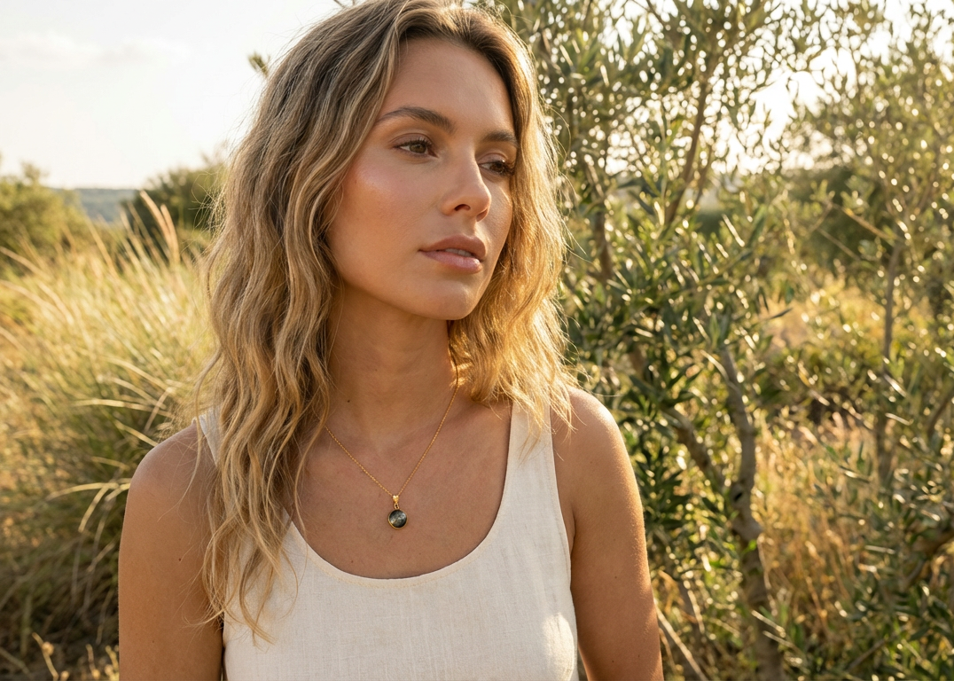 Natural Iolite Bezel Pendant