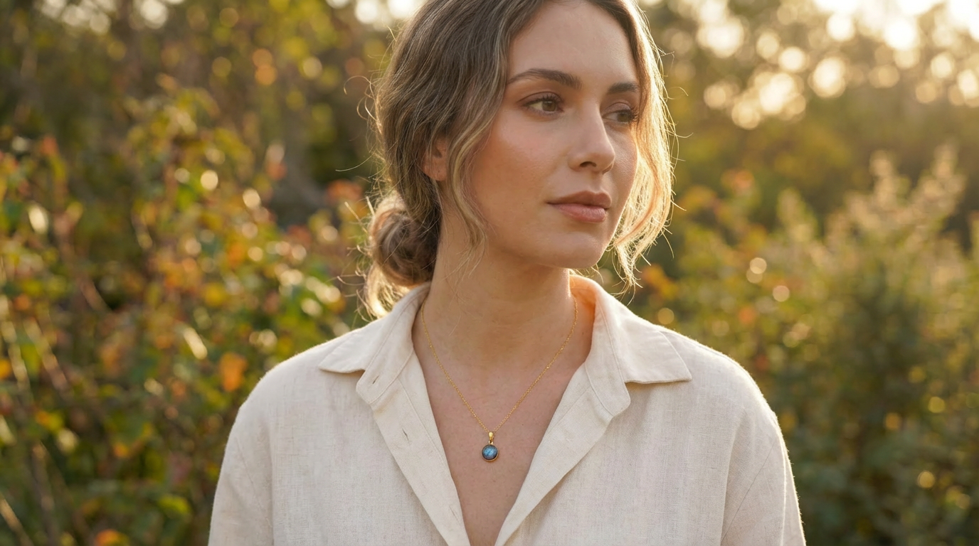 Natural Labradorite Bezel Pendant