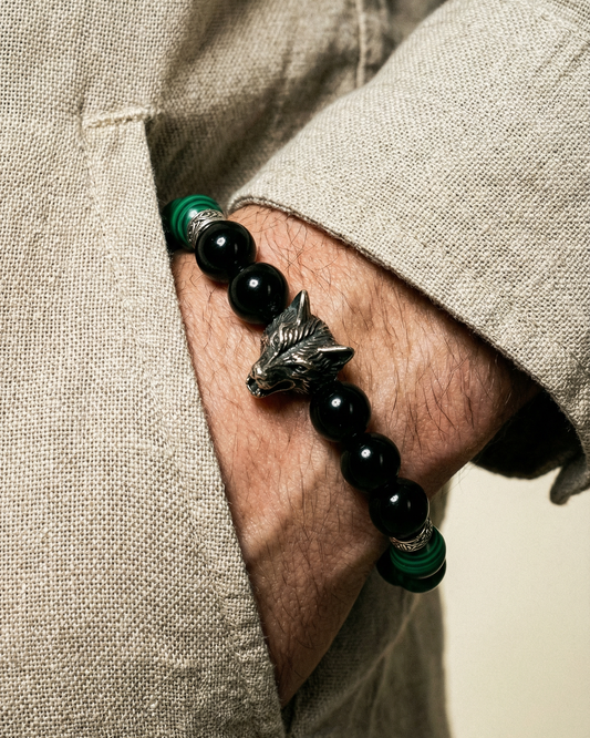 The Transformer- Obsidian Malachite Yang Bracelet