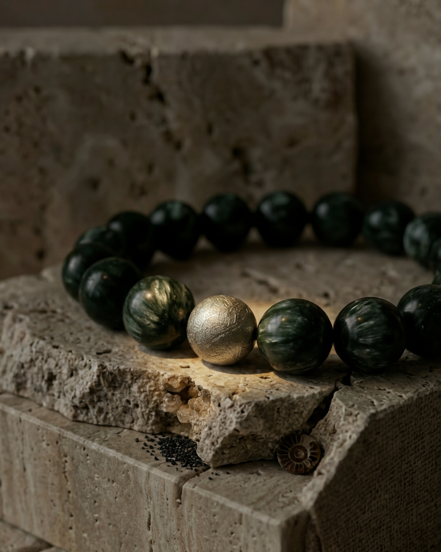 Bold Sephranite Bracelet with Muonionalusta Meteorite (Rare)