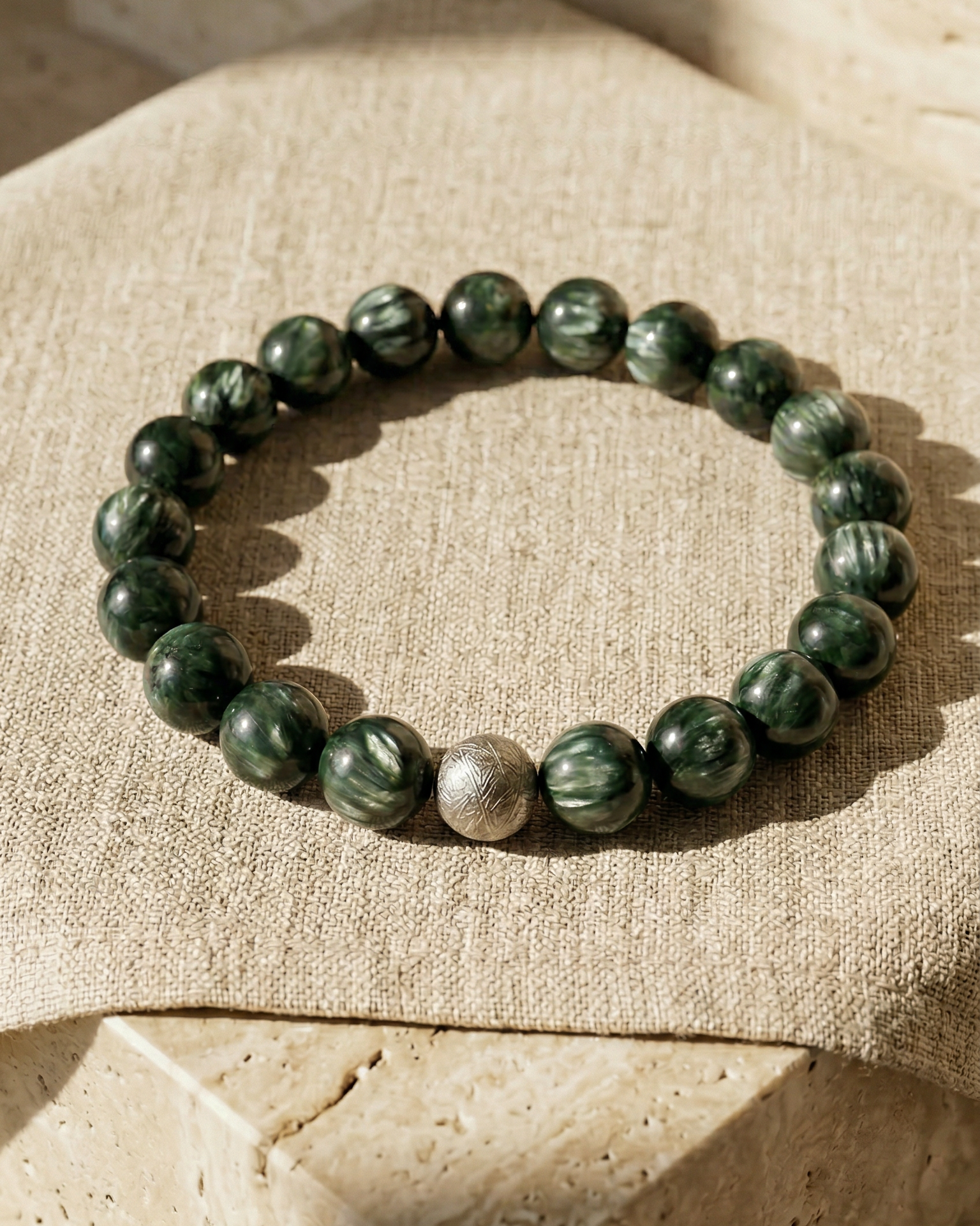 Bold Sephranite Bracelet with Muonionalusta Meteorite (Rare)