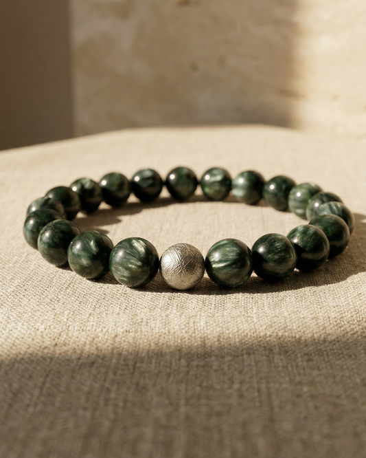 Bold Sephranite Bracelet with Muonionalusta Meteorite (Rare)