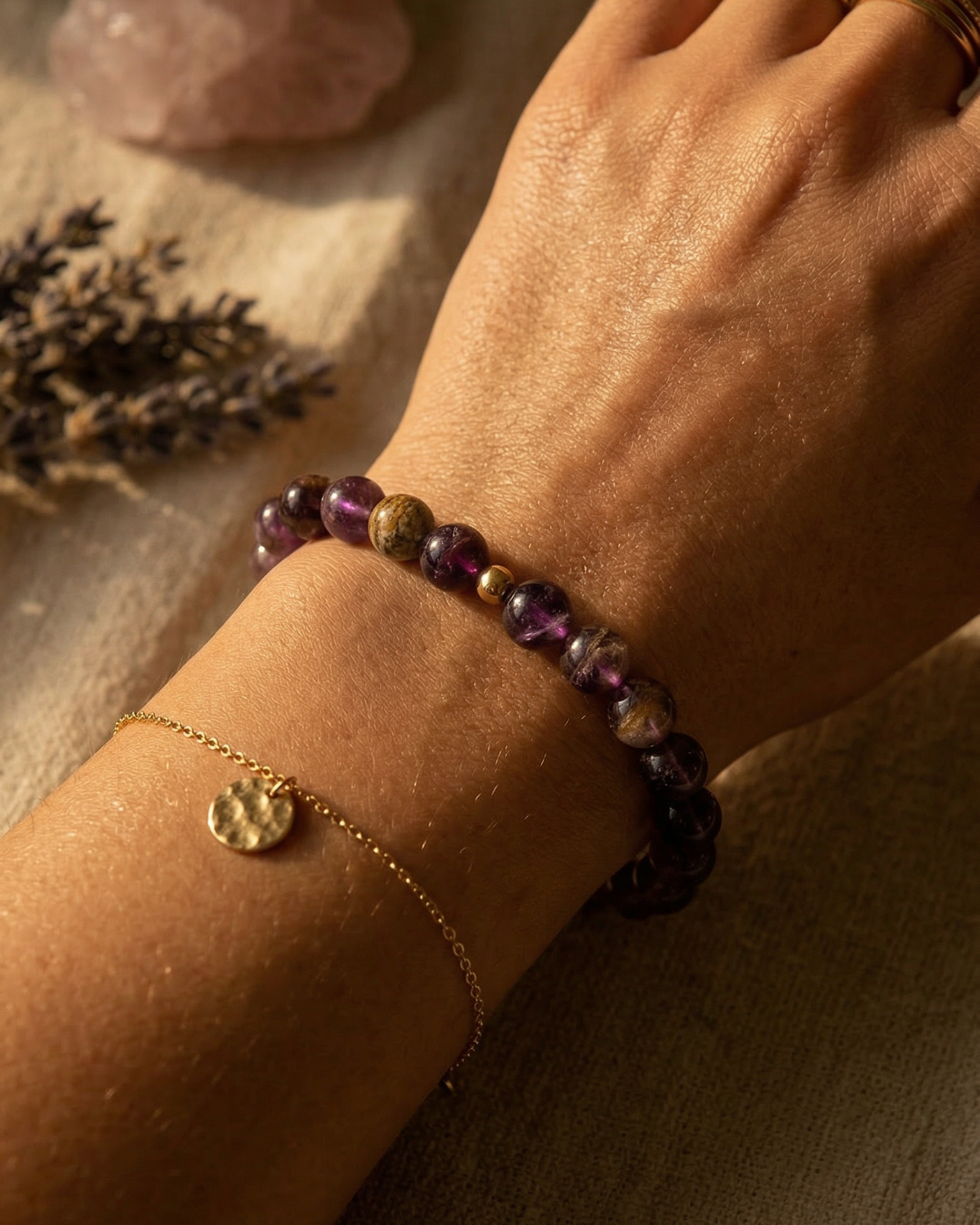 Classic Chevron Amethyst Bracelet