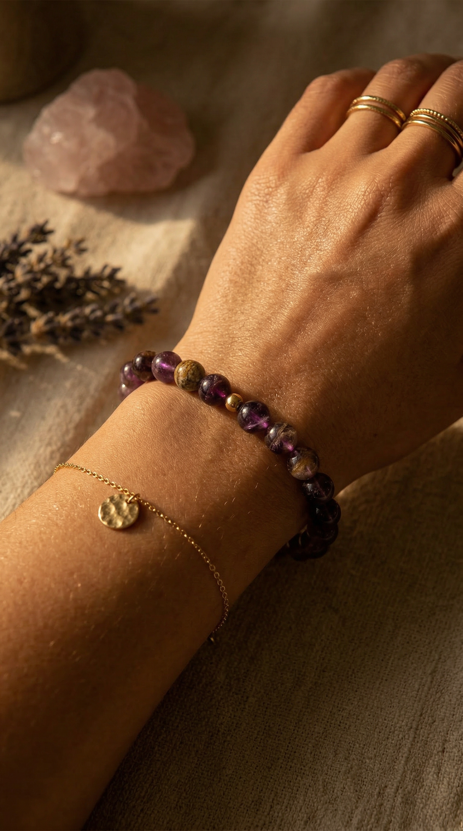 Classic Chevron Amethyst Bracelet