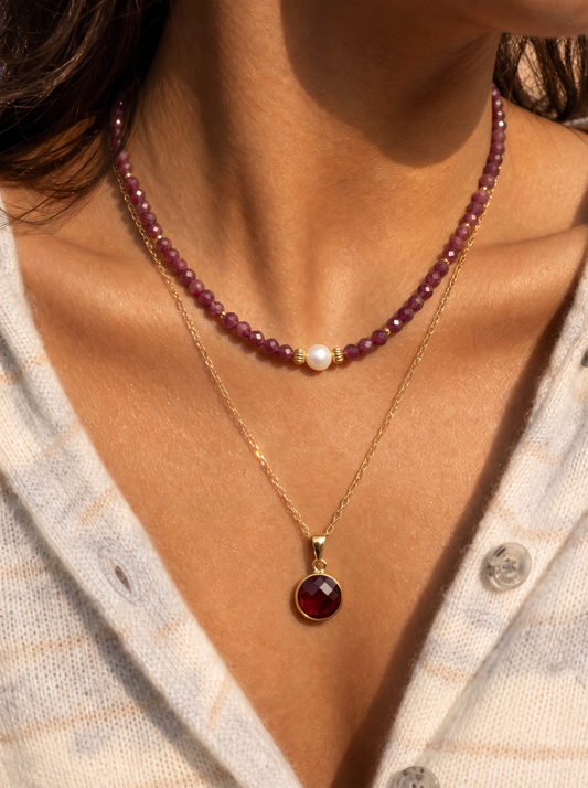 Raw Ruby Birthstone Necklace