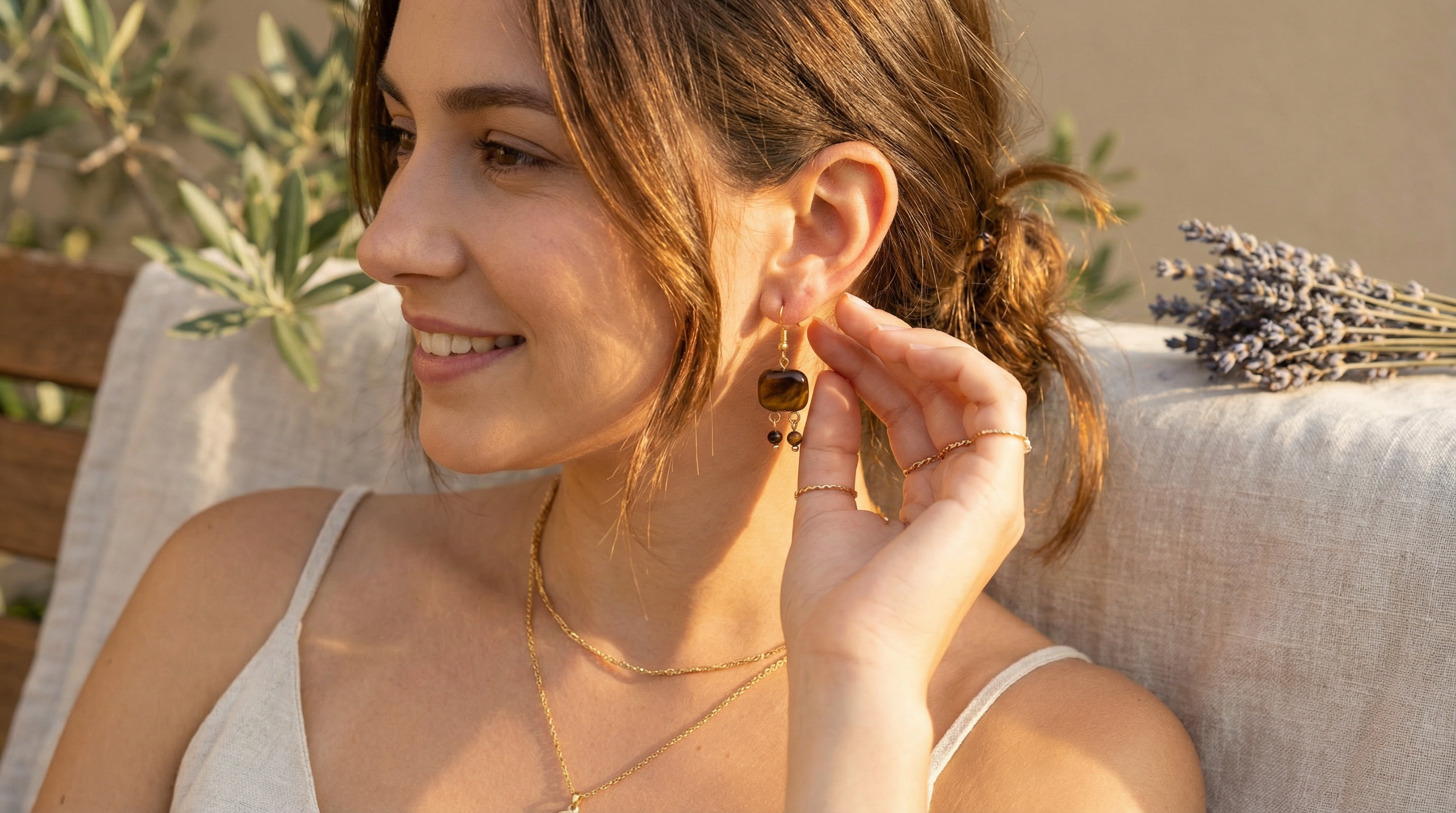 Natural Red Tiger Eye Earrings