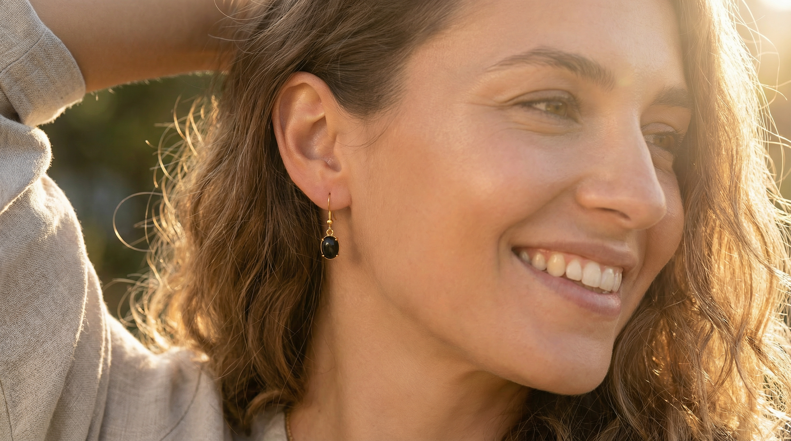 24k Gold Plated Onyx Earrings