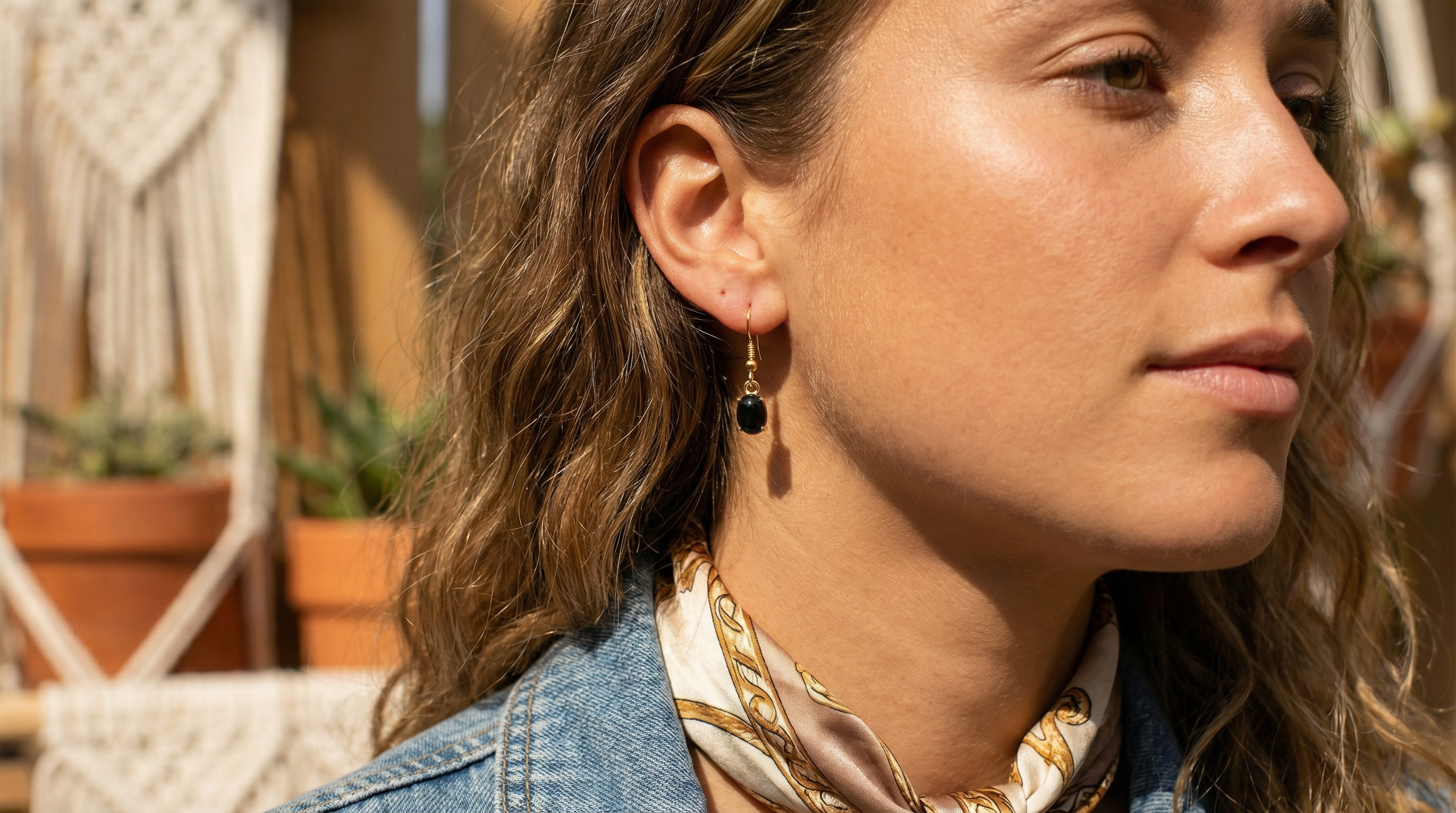 24k Gold Plated Onyx Earrings