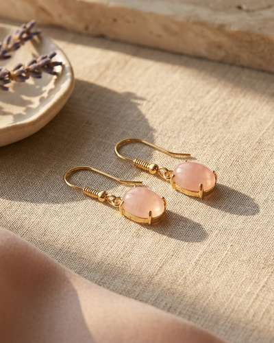 24k Gold Plated Pink Opal Earrings