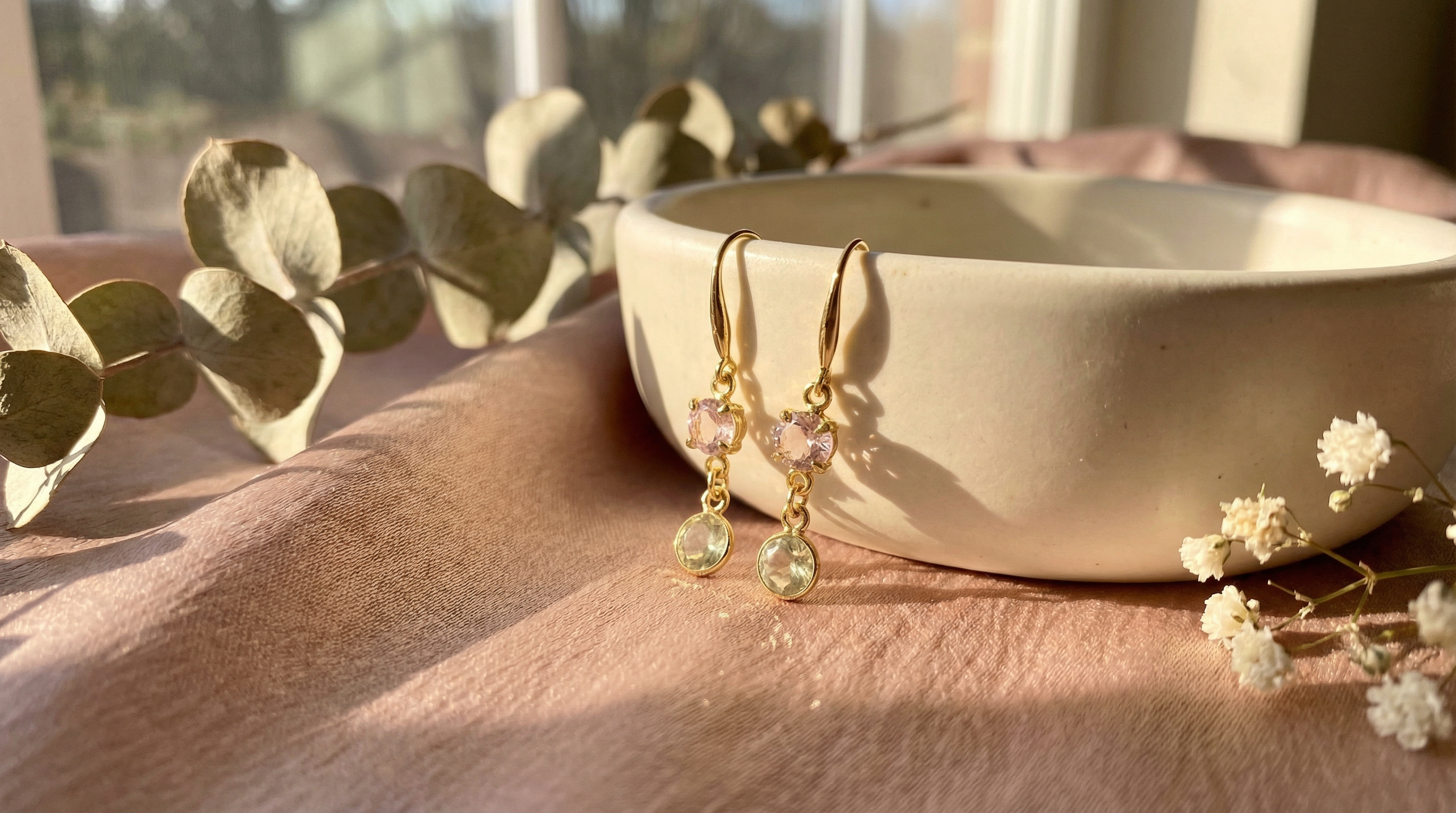 Morganite Gemstone Earrings