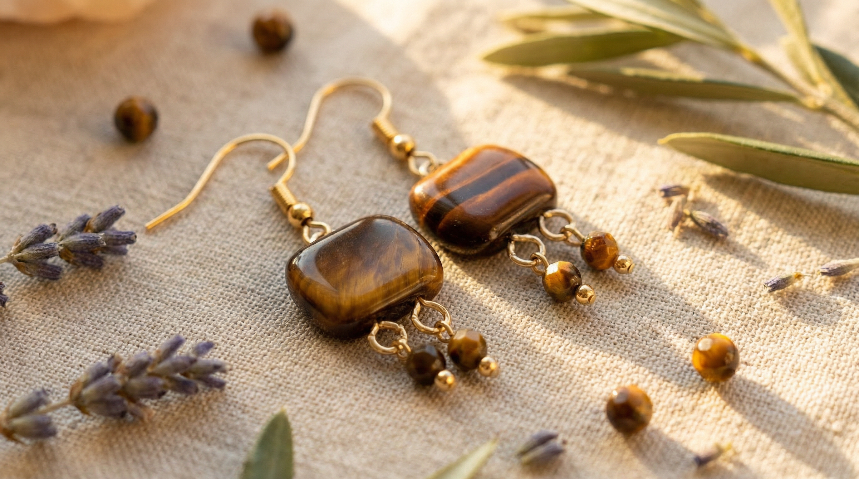 Natural Red Tiger Eye Earrings