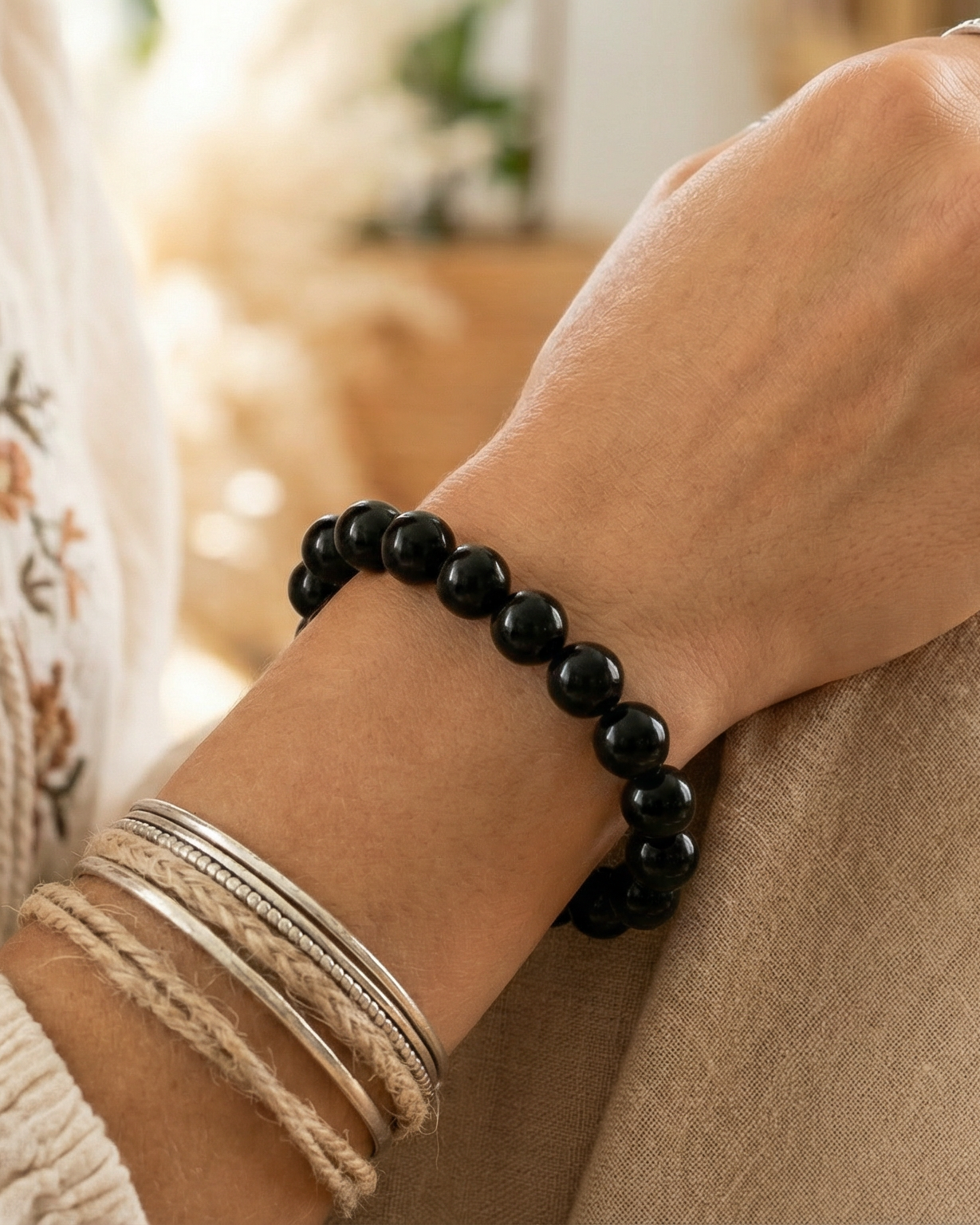Bold Black Obsidian Bracelet